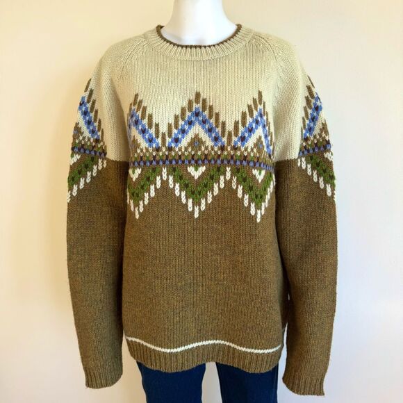 Vintage Christian Dior 100% Wool Sweater Isle Crew Neck
